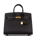 Hermes Birkin Sellier 25 Black Epsom Gold Hardware - Exclusu