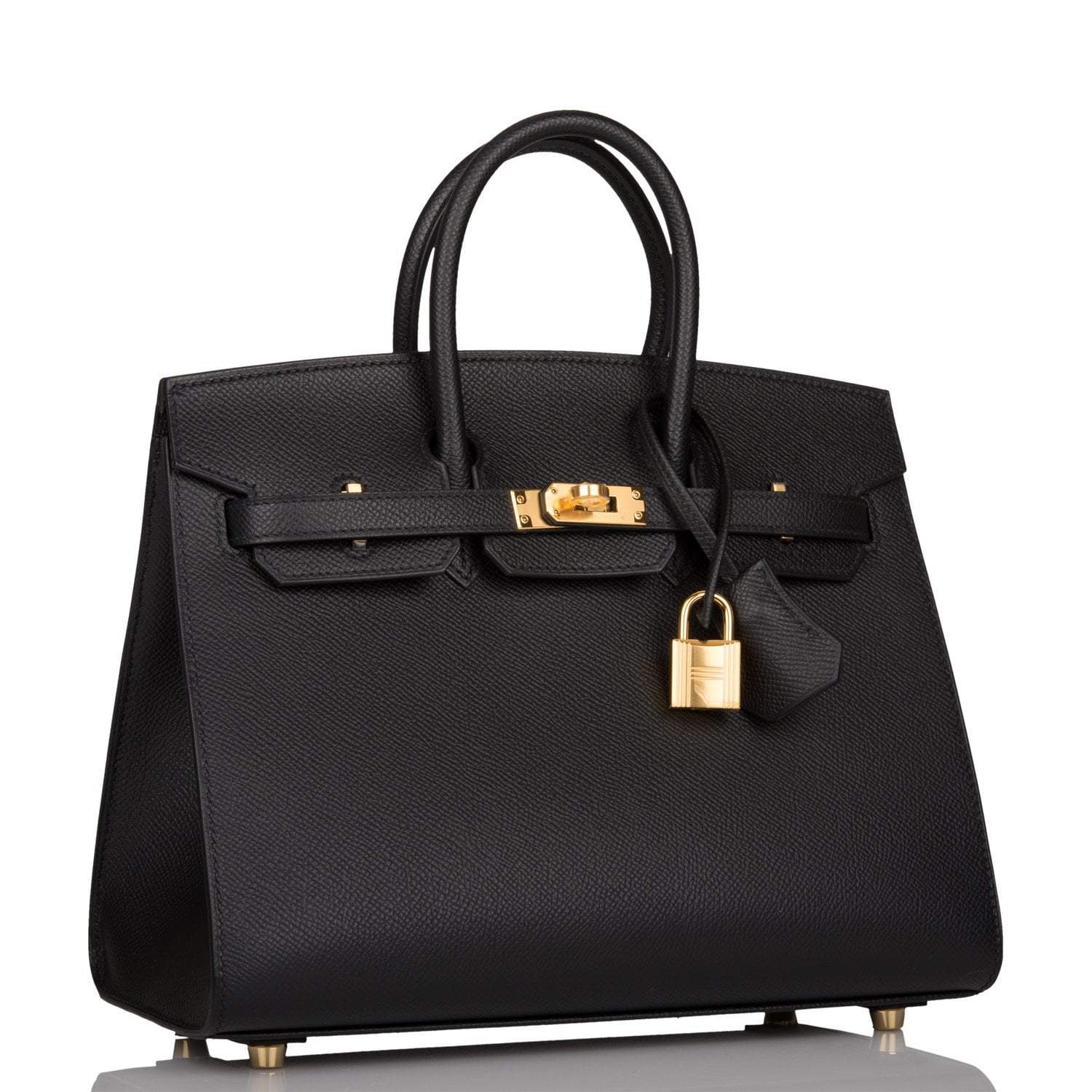 Hermes Birkin Sellier 25 Black Epsom Gold Hardware - Exclusu