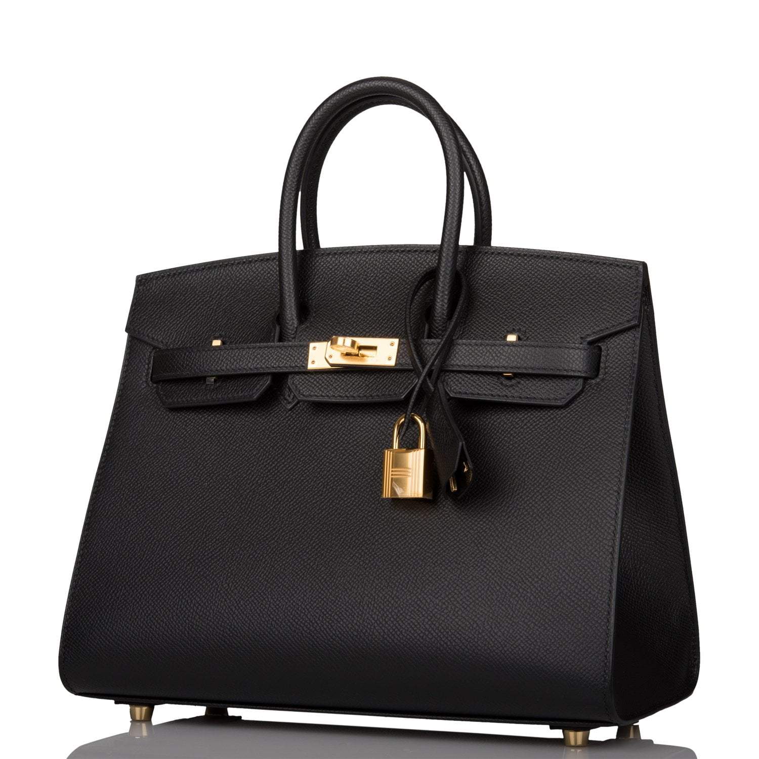 Hermes Birkin Sellier 25 Black Epsom Gold Hardware - Exclusu