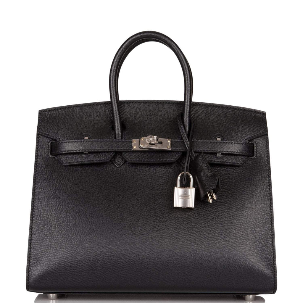Hermes Birkin Sellier 25 Black Veau Madame Palladium Hardware - Exclusu