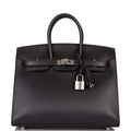 Hermes Birkin Sellier 25 Black Veau Madame Palladium Hardware - Exclusu