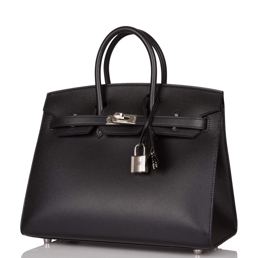 Hermes Birkin Sellier 25 Black Veau Madame Palladium Hardware - Exclusu