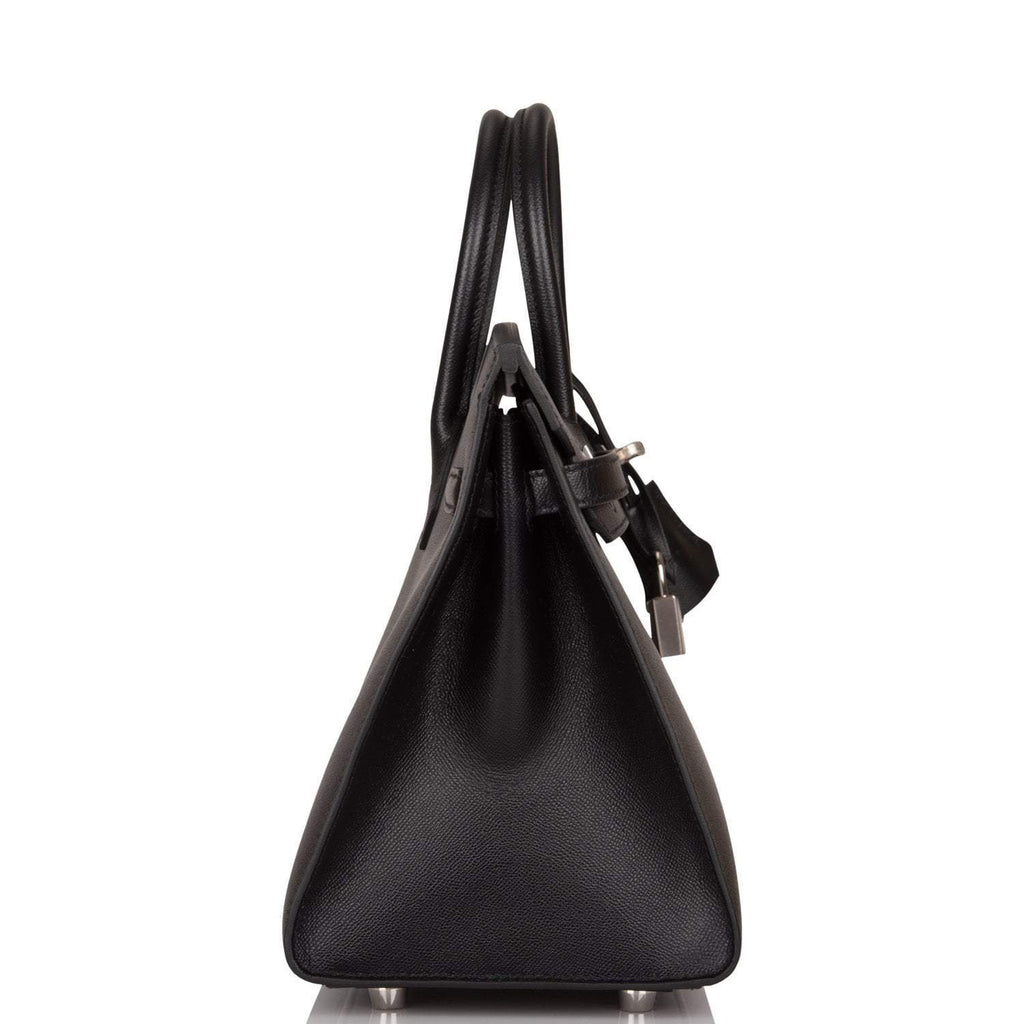 Hermes Birkin Sellier 25 Black Veau Madame Palladium Hardware - Exclusu