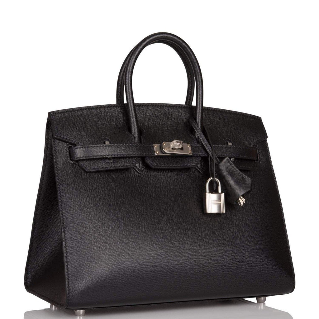 Hermes Birkin Sellier 25 Black Veau Madame Palladium Hardware - Exclusu