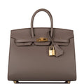 Hermes Birkin Sellier 25 Etain Epsom Gold Hardware - Exclusu