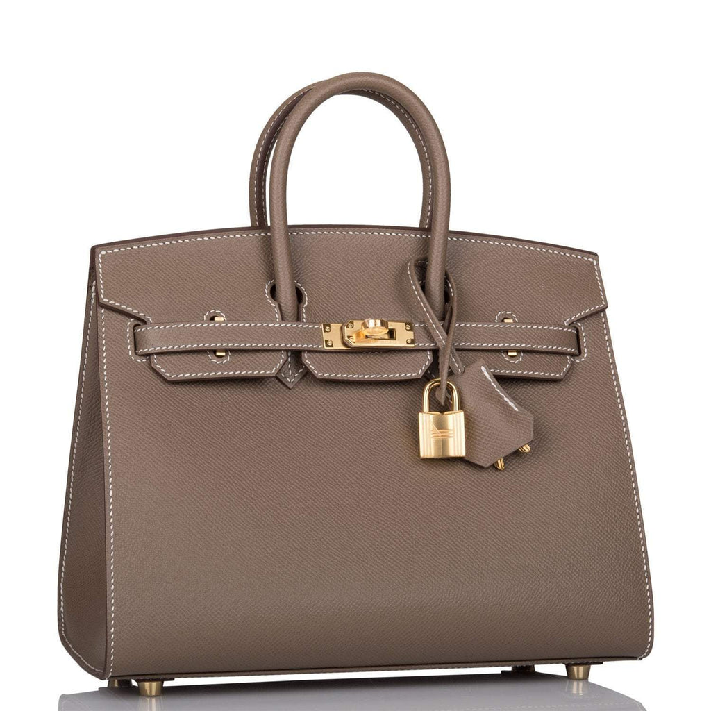 Hermes Birkin Sellier 25 Etoupe Epsom Gold Hardware - Exclusu