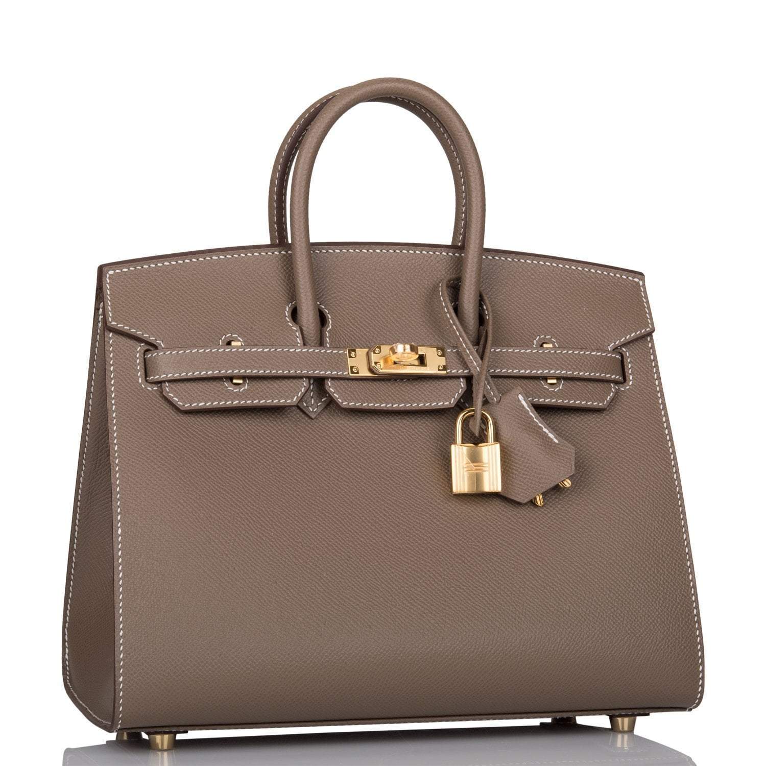 Hermes Birkin Sellier 25 Etoupe Epsom Gold Hardware - Exclusu