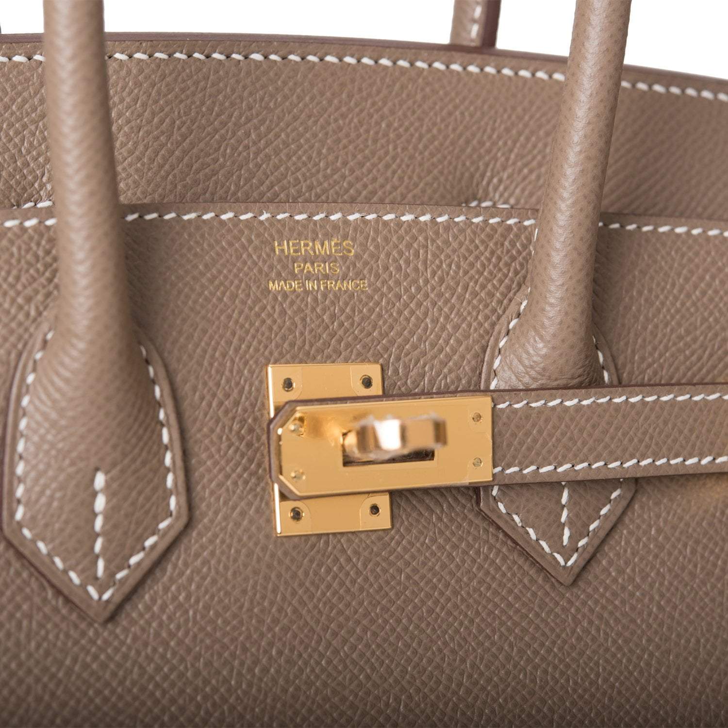 Hermes Birkin Sellier 25 Etoupe Epsom Gold Hardware - Exclusu