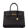Hermes Birkin Sellier 30 Black Epsom Gold Hardware - Exclusu