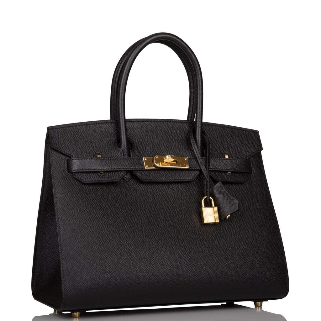 Hermes Birkin Sellier 30 Black Epsom Gold Hardware - Exclusu