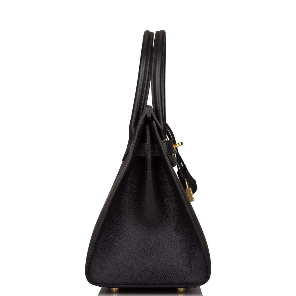 Hermes Birkin Sellier 30 Black Epsom Gold Hardware - Exclusu