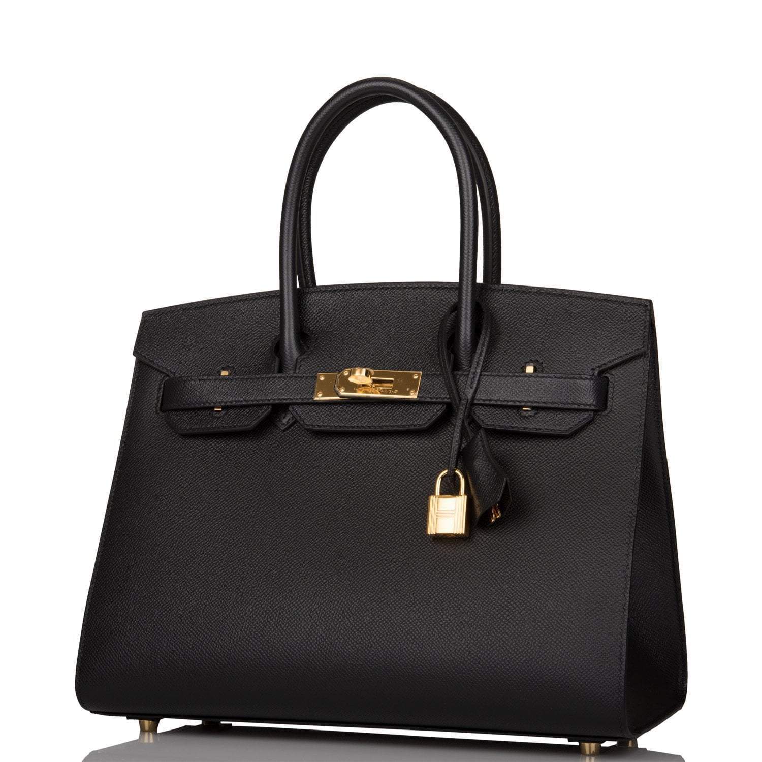 Hermes Birkin Sellier 30 Black Epsom Gold Hardware - Exclusu