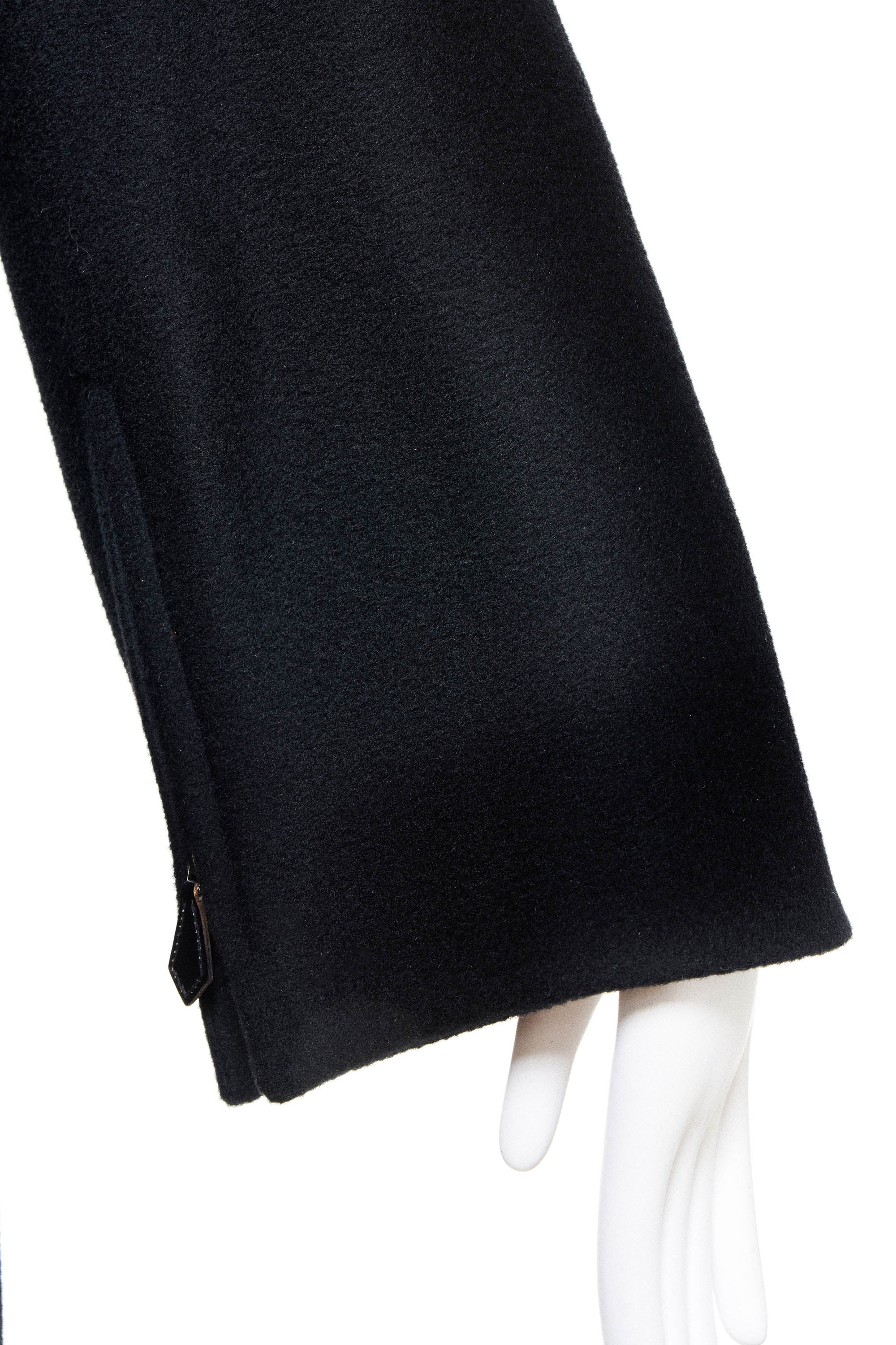 Hermes Black Cashmere Swing Coat Size 36 - Exclusu