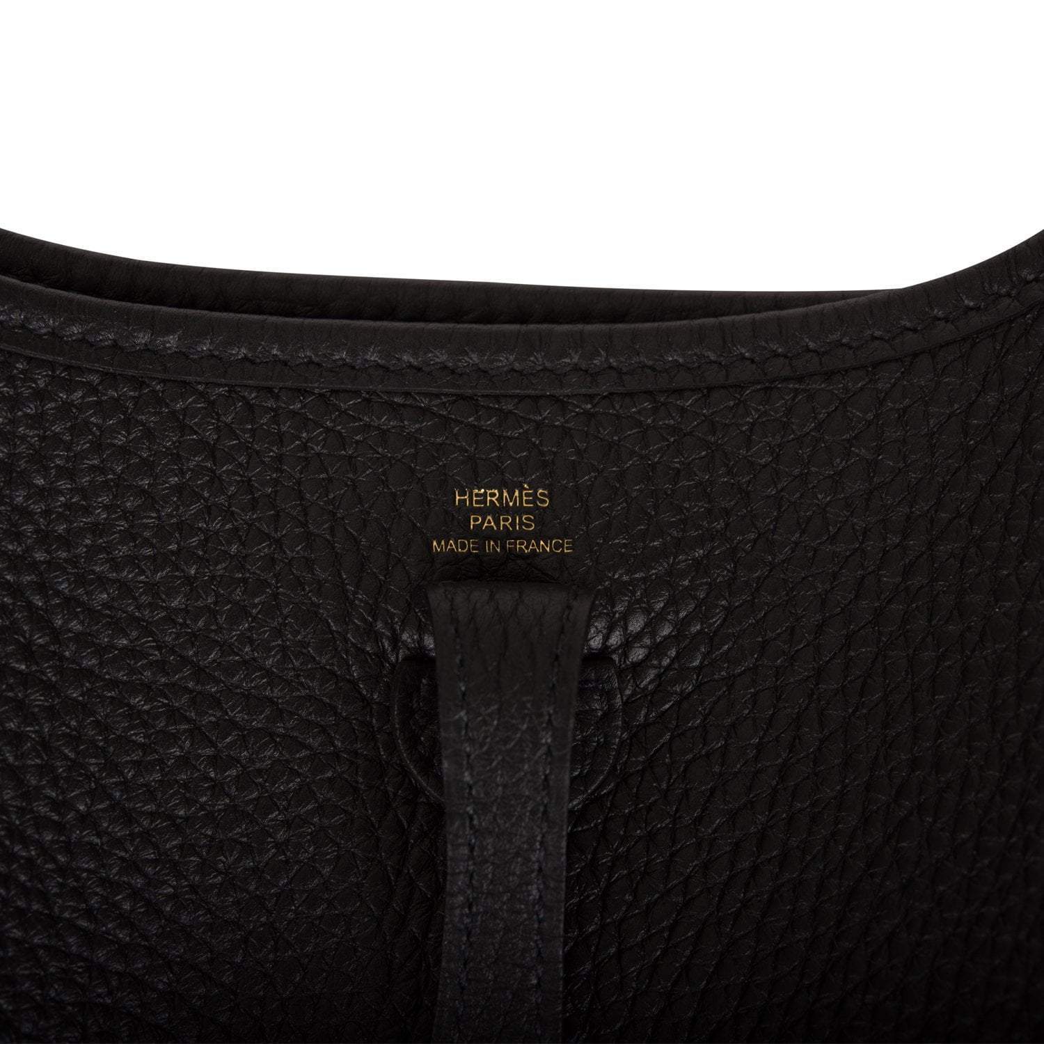 Hermes Black Clemence Evelyne TPM Bag Gold Hardware - Exclusu