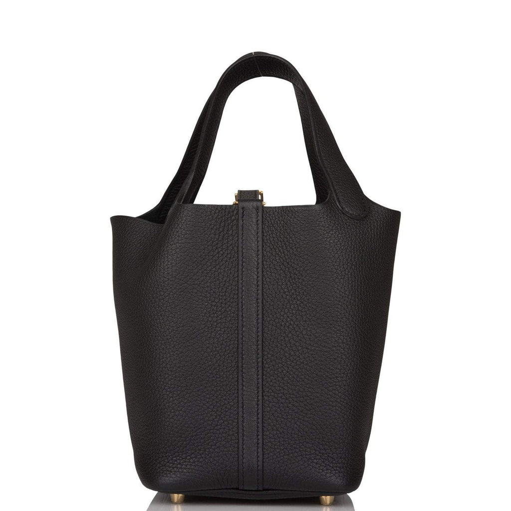 Hermes Black Clemence Picotin Lock 18cm Gold Hardware - Exclusu