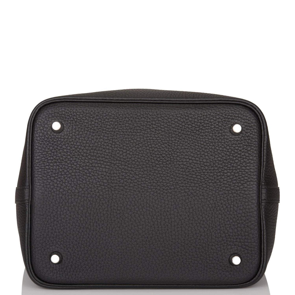 Hermes Black Clemence Picotin Lock 22cm Palladium Hardware - Exclusu
