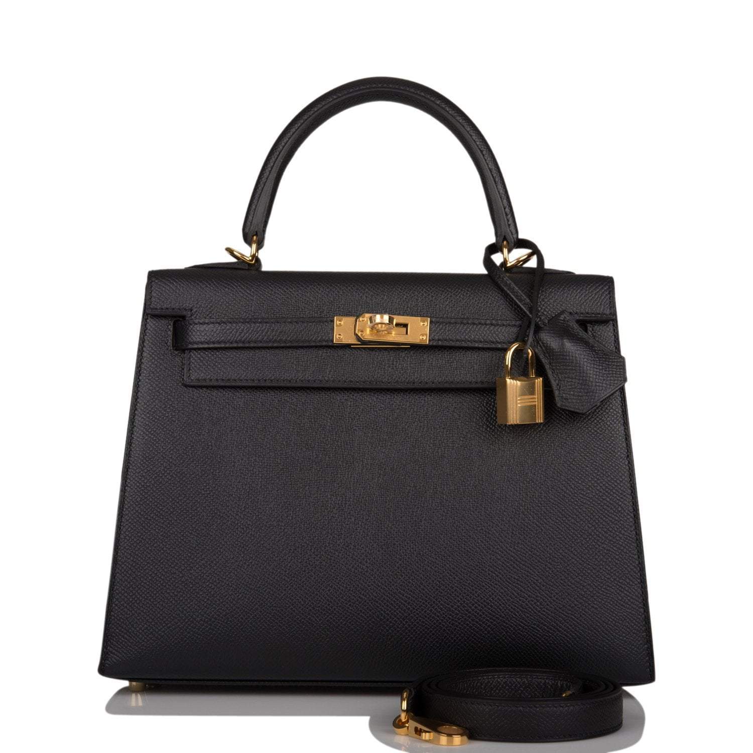 Hermes Black Epsom Sellier Kelly 25cm Gold Hardware - Exclusu