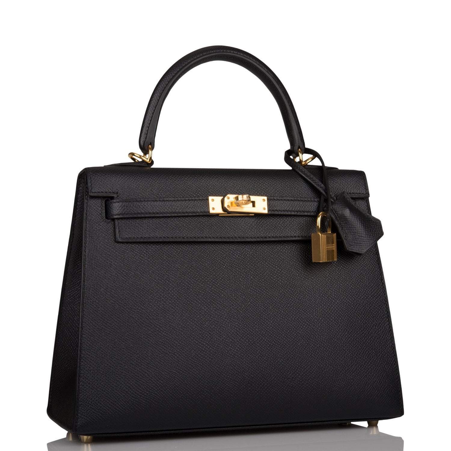 Hermes Black Epsom Sellier Kelly 25cm Gold Hardware - Exclusu