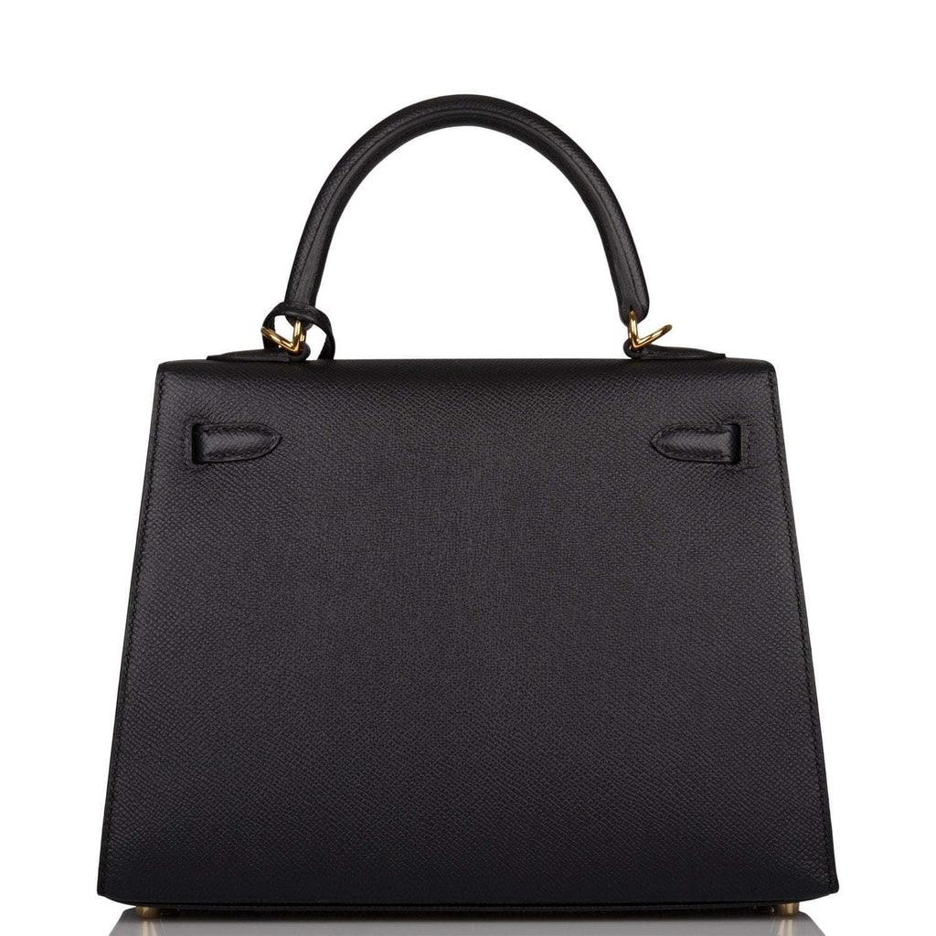 Hermes Black Epsom Sellier Kelly 25cm Gold Hardware - Exclusu