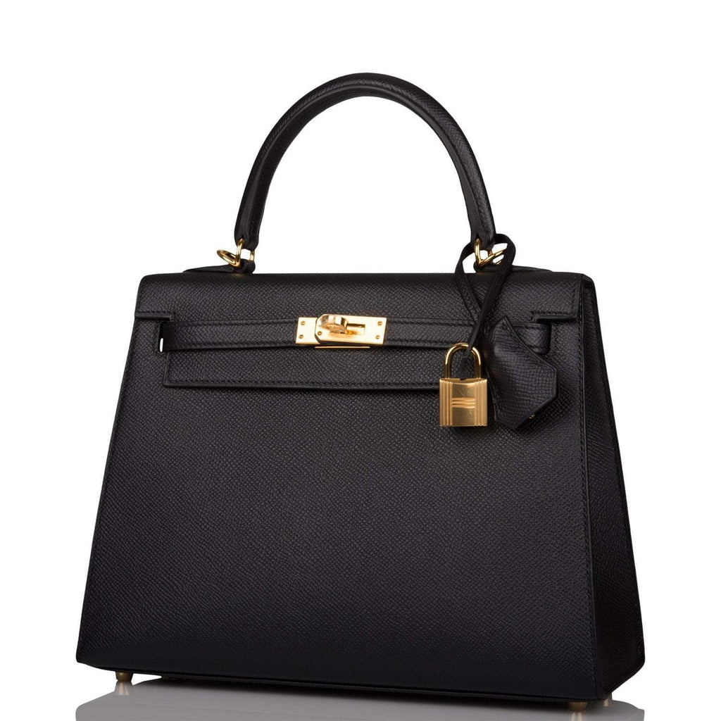 Hermes Black Epsom Sellier Kelly 25cm Gold Hardware - Exclusu