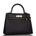 Hermes Black Epsom Sellier Kelly 28cm Gold Hardware - Exclusu
