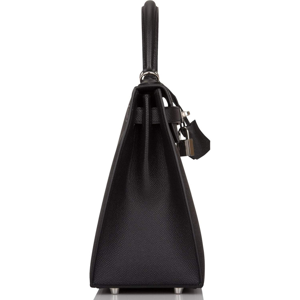 Hermes Black Epsom Sellier Kelly 28cm Palladium Hardware - Exclusu