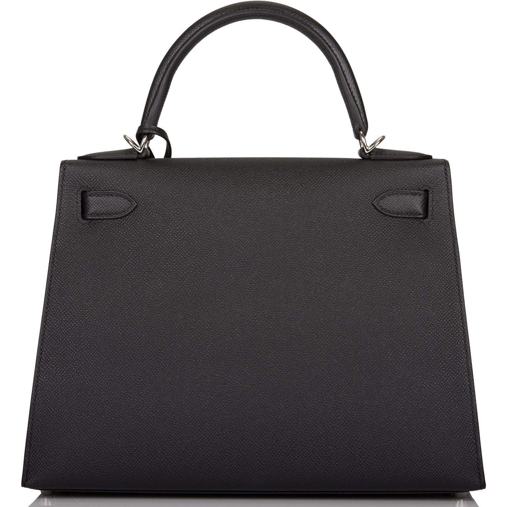 Hermes Black Epsom Sellier Kelly 28cm Palladium Hardware - Exclusu