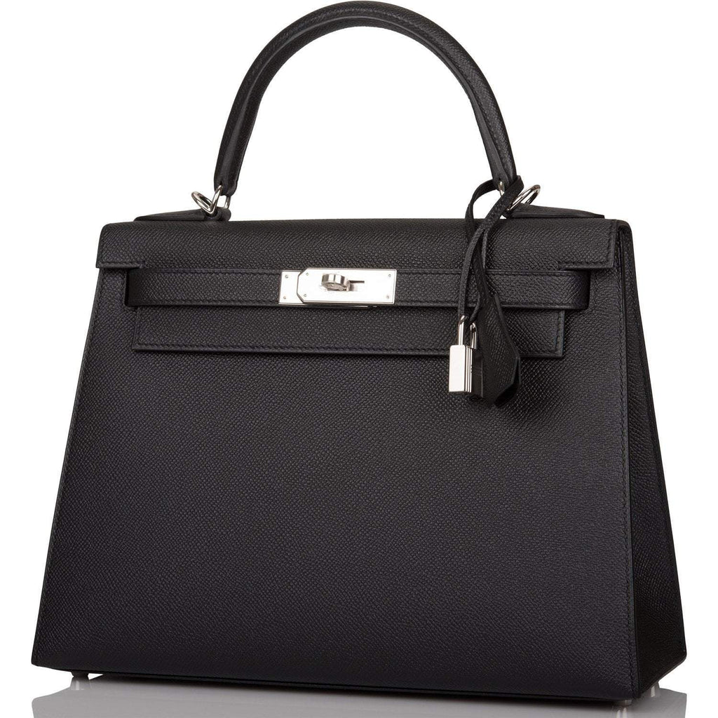 Hermes Black Epsom Sellier Kelly 28cm Palladium Hardware - Exclusu