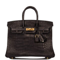 Hermes Black Matte Alligator Birkin 25cm Gold Hardware - Exclusu