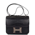 Hermes Black Matte Alligator and Ombre Lizard Marquette Constance 24cm Palladium Hardware - Exclusu