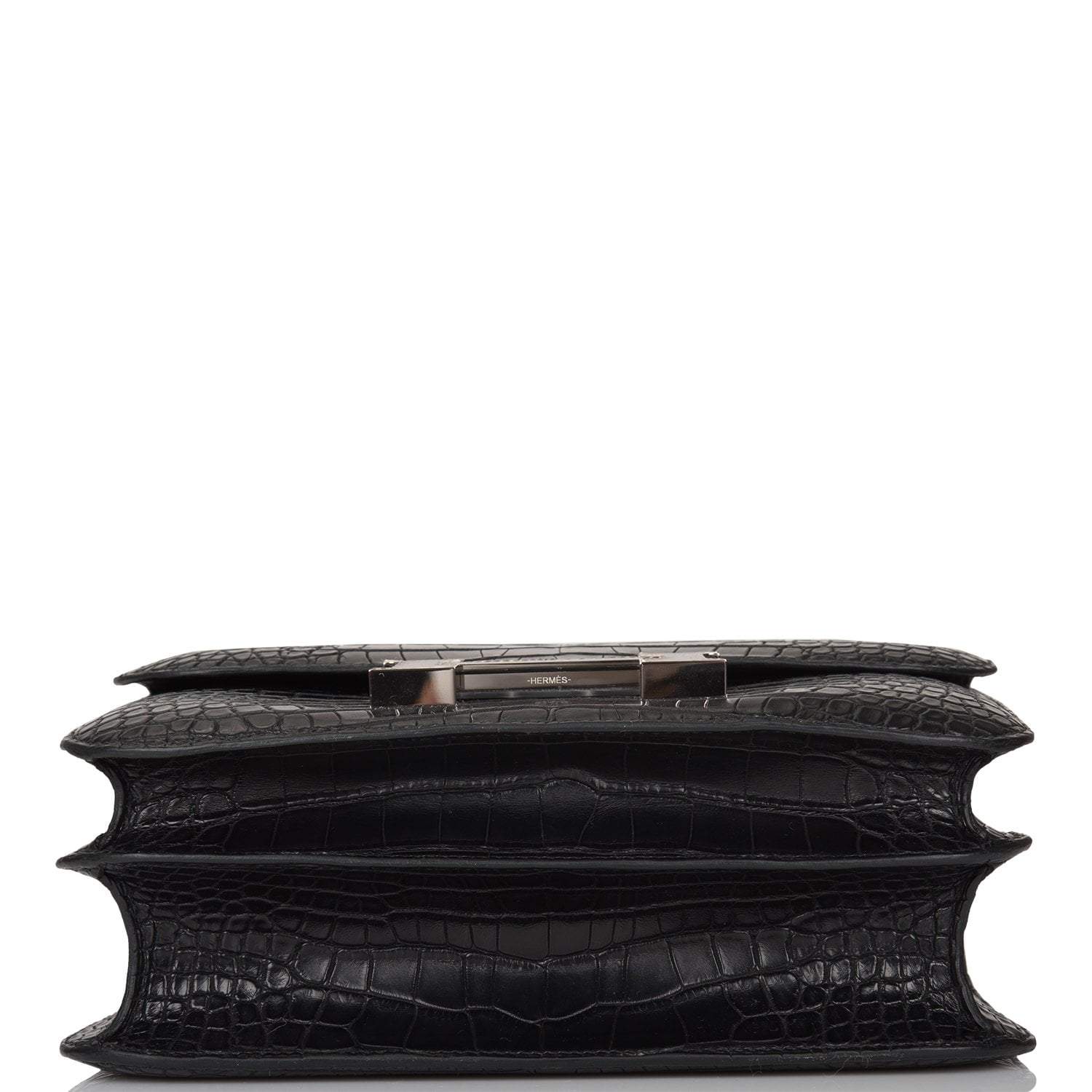 Hermes Black Matte Alligator and Ombre Lizard Marquette Constance 24cm Palladium Hardware - Exclusu