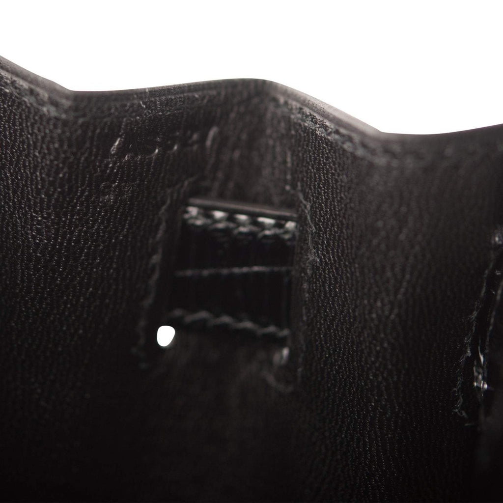 Hermes Black Shiny Niloticus Crocodile Sellier Kelly 28cm Gold Hardware - Exclusu