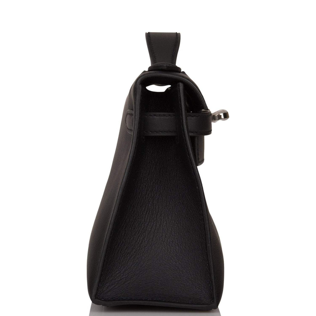 Hermes Black Swift Mini Kelly Pochette Palladium Hardware - Exclusu