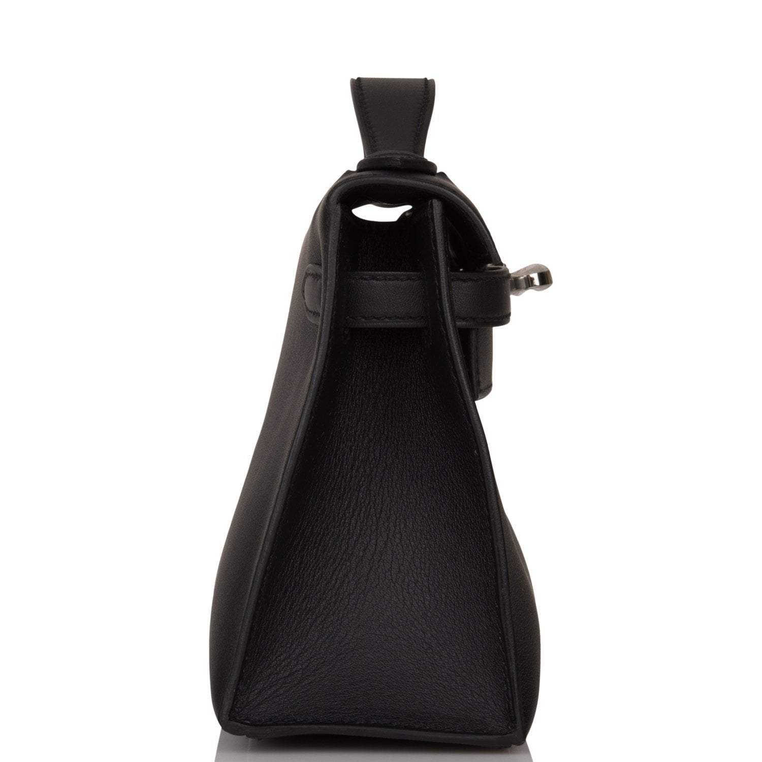 Hermes Black Swift Mini Kelly Pochette Palladium Hardware - Exclusu