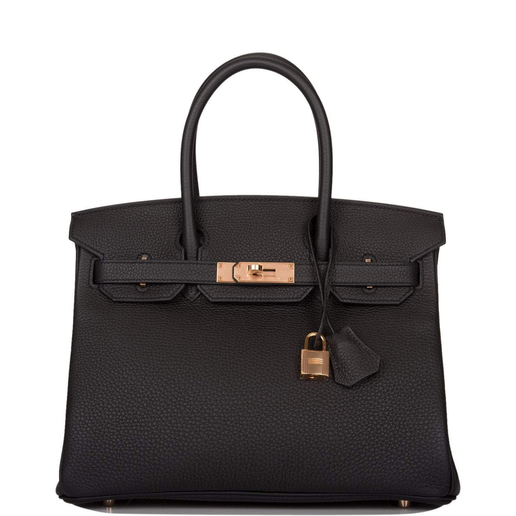 Hermes Black Togo Birkin 30cm Rose Gold Hardware - Exclusu