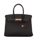 Hermes Black Togo Birkin 30cm Rose Gold Hardware - Exclusu