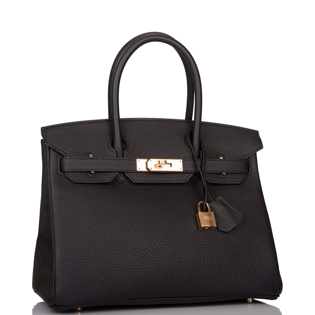 Hermes Black Togo Birkin 30cm Rose Gold Hardware - Exclusu