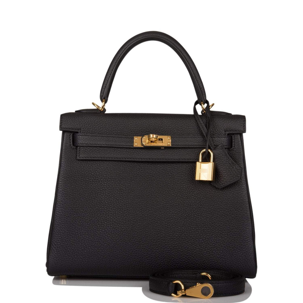 Hermes Black Togo Retourne Kelly 25cm Gold Hardware - Exclusu