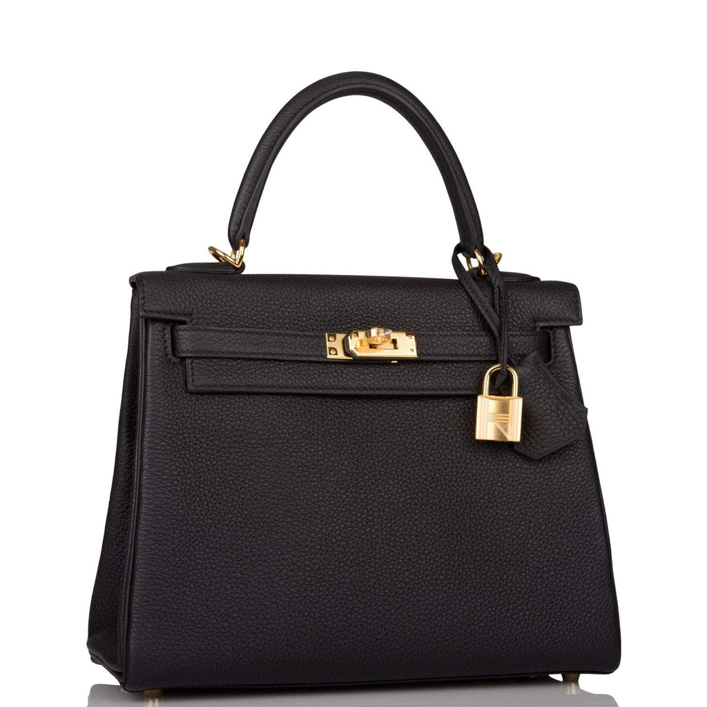 Hermes Black Togo Retourne Kelly 25cm Gold Hardware - Exclusu