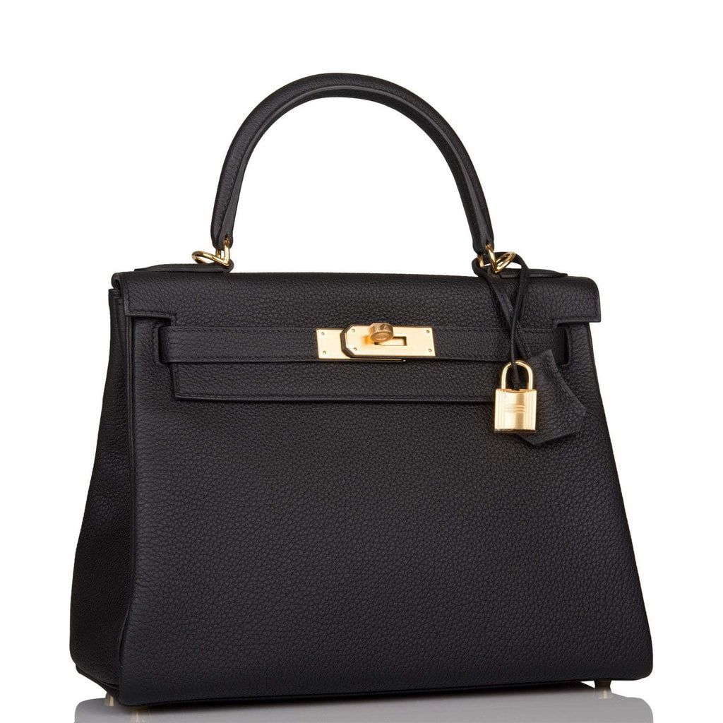 Hermes Black Togo Retourne Kelly 28cm Gold Hardware - Exclusu
