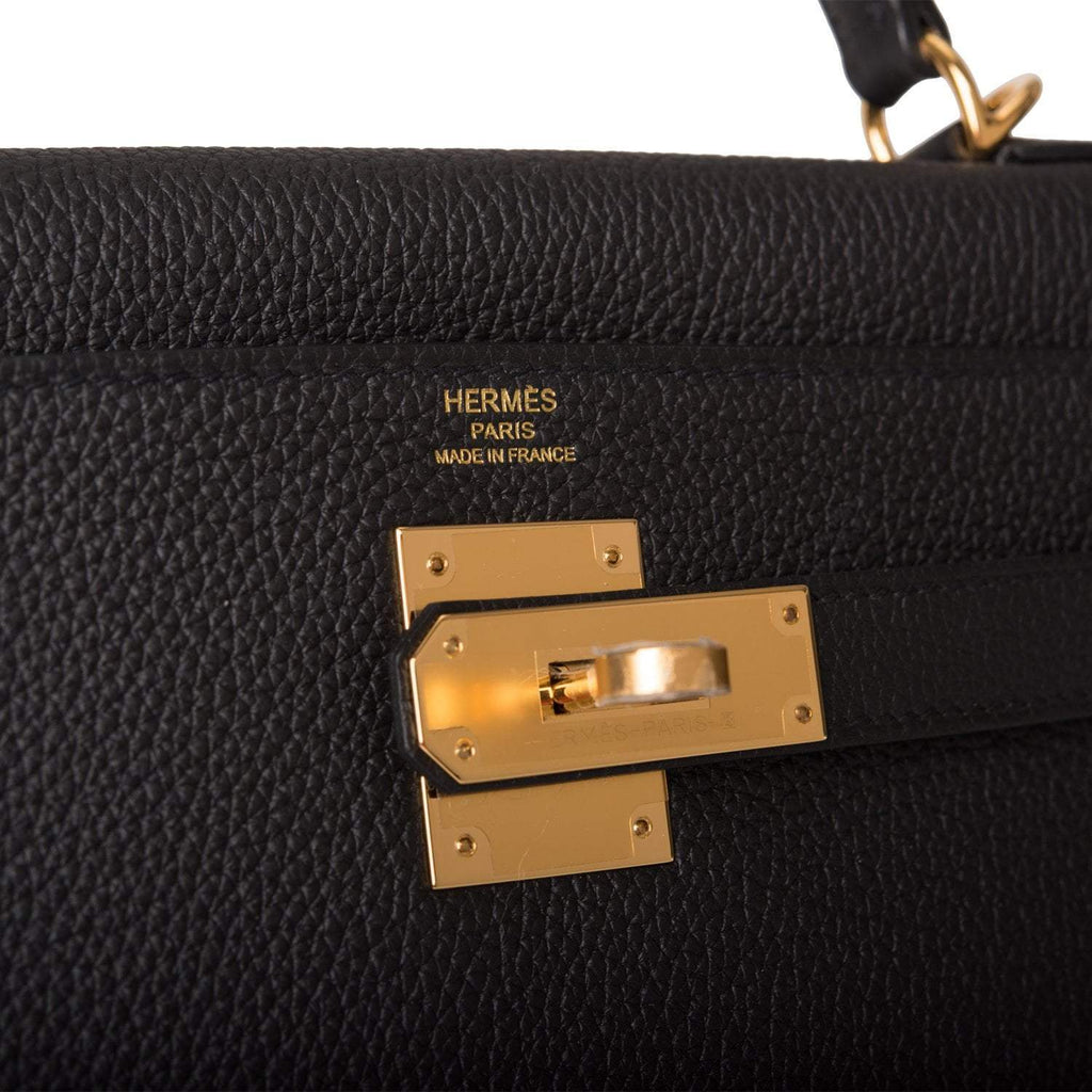 Hermes Black Togo Retourne Kelly 28cm Gold Hardware - Exclusu
