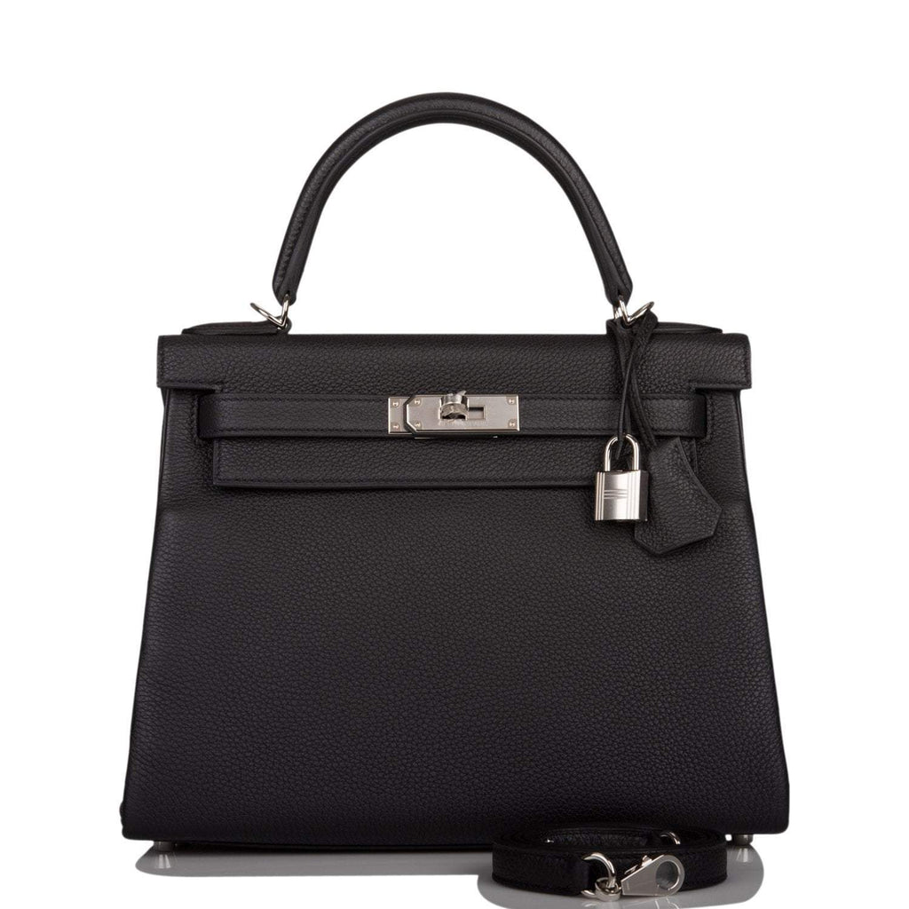 Hermes Black Togo Retourne Kelly 28cm Palladium Hardware - Exclusu