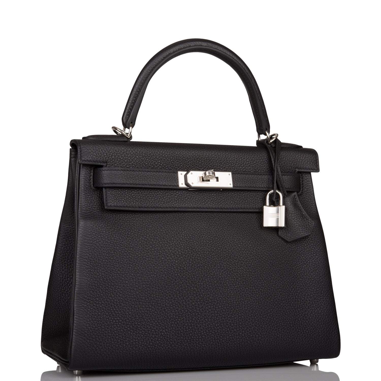 Hermes Black Togo Retourne Kelly 28cm Palladium Hardware - Exclusu