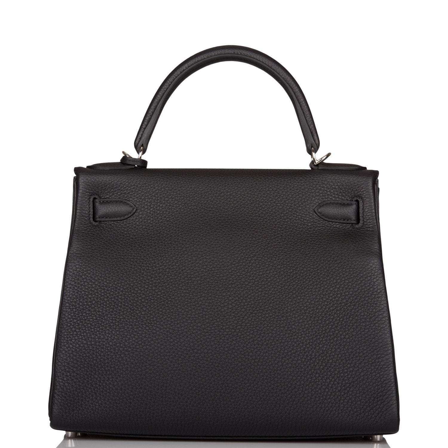 Hermes Black Togo Retourne Kelly 28cm Palladium Hardware - Exclusu