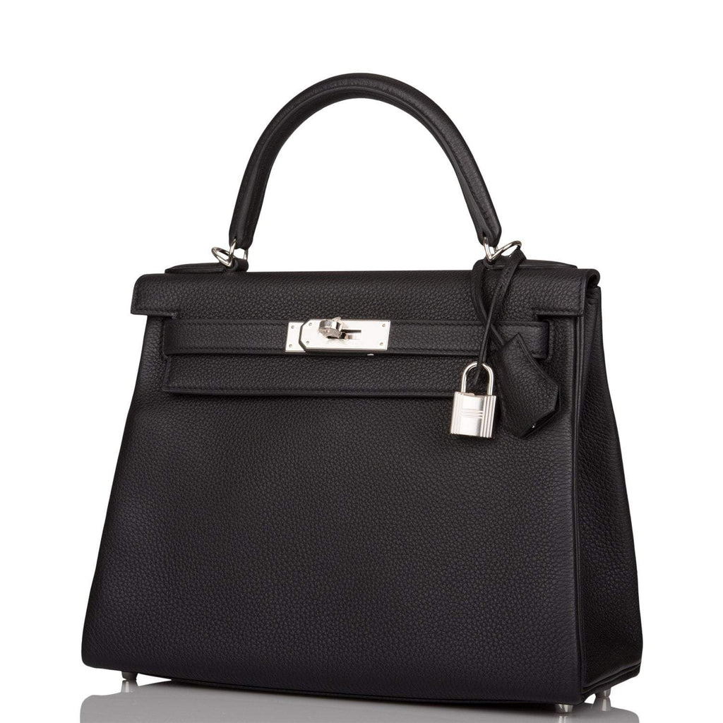 Hermes Black Togo Retourne Kelly 28cm Palladium Hardware - Exclusu