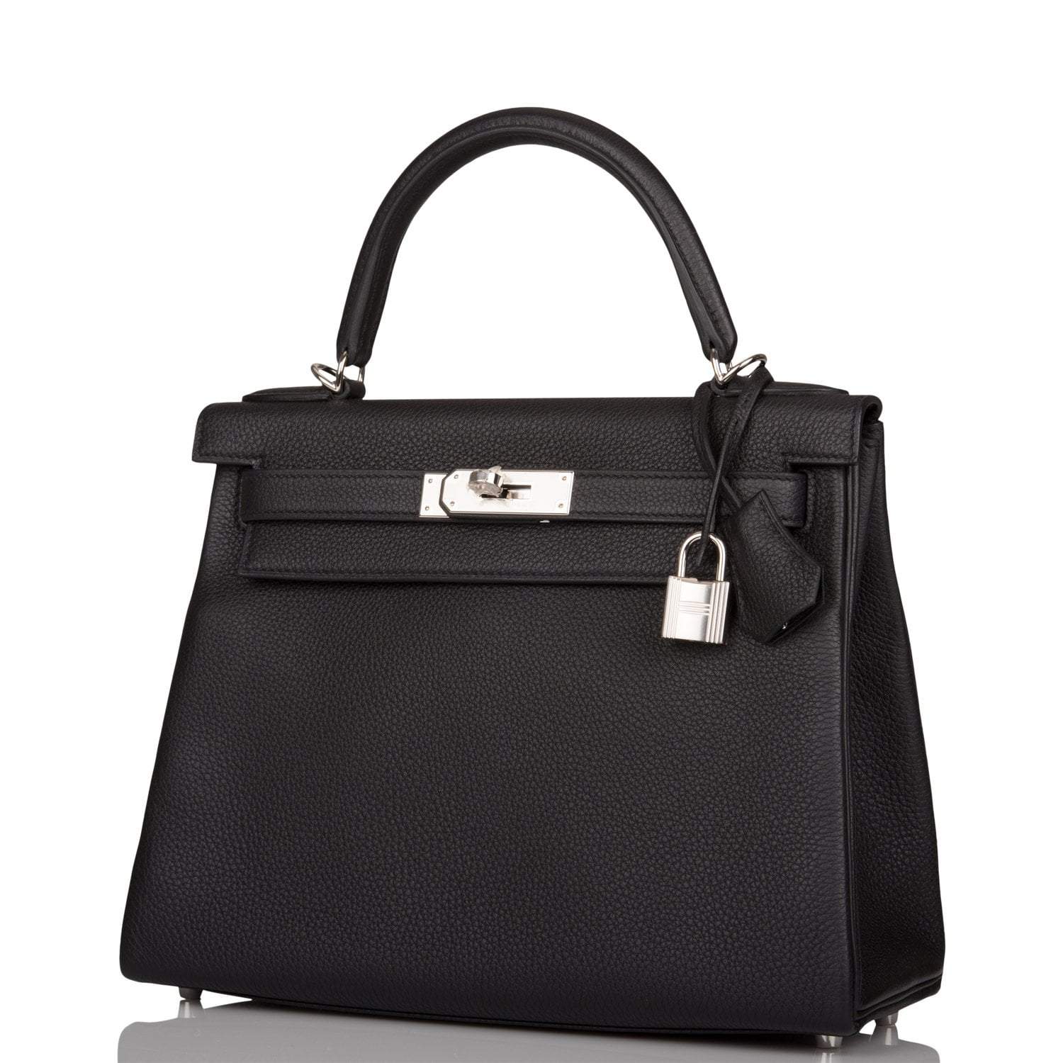 Hermes Black Togo Retourne Kelly 28cm Palladium Hardware - Exclusu