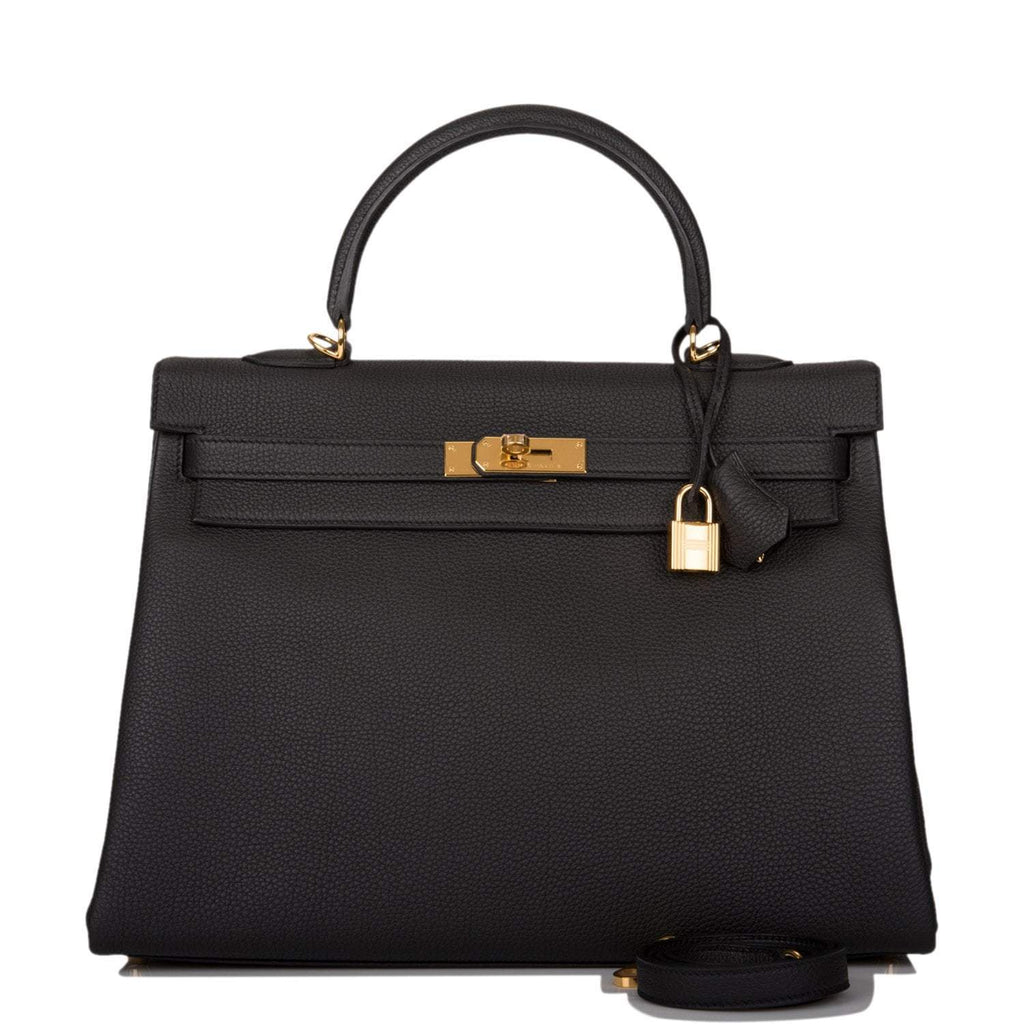 Hermes Black Togo Retourne Kelly 35cm Gold Hardware - Exclusu
