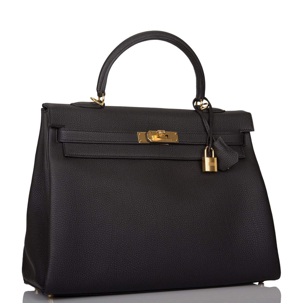 Hermes Black Togo Retourne Kelly 35cm Gold Hardware - Exclusu