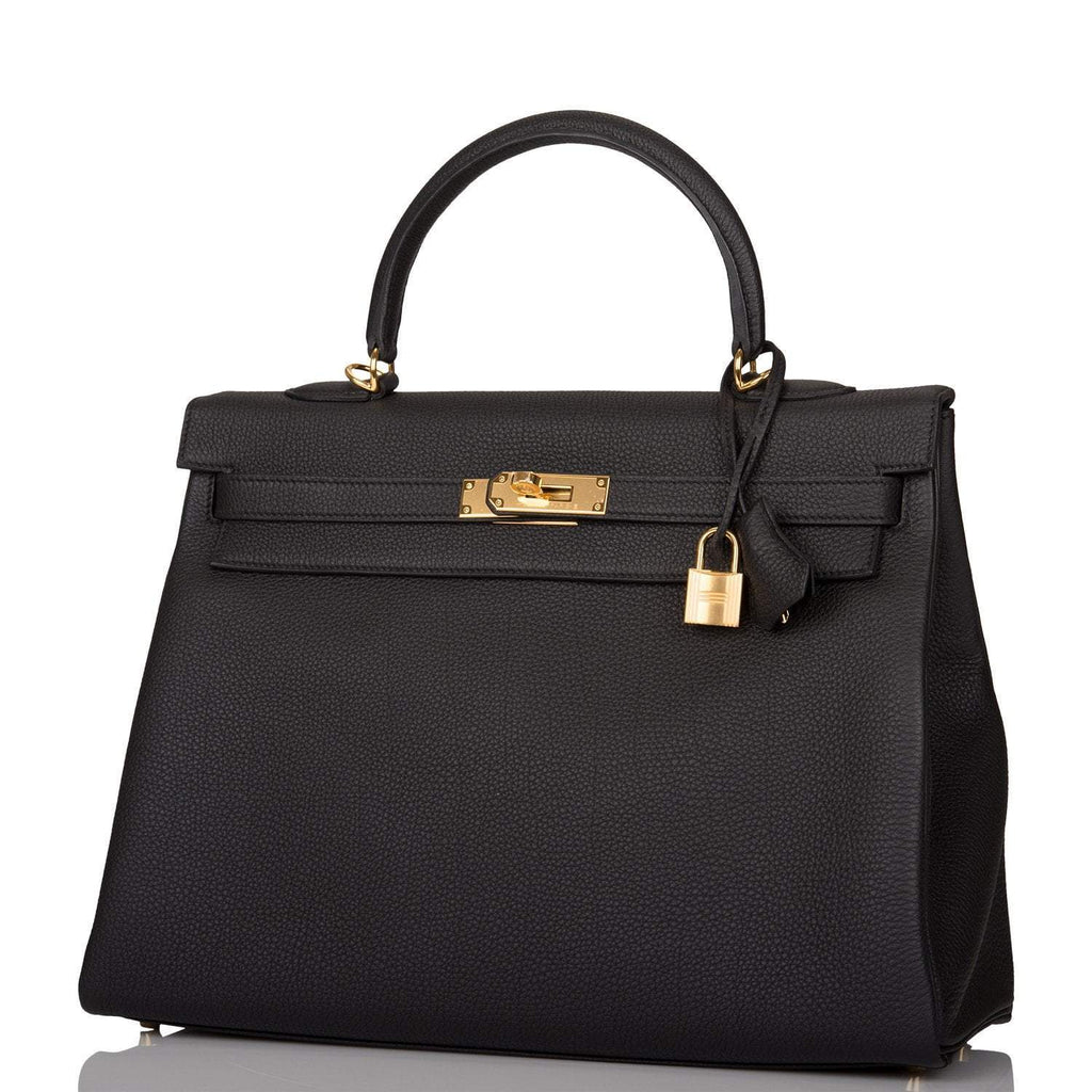 Hermes Black Togo Retourne Kelly 35cm Gold Hardware - Exclusu