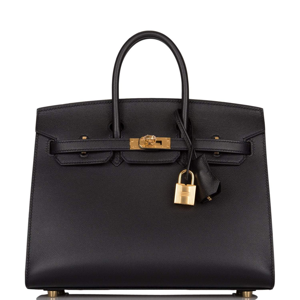 Hermes Black Veau Madame Sellier Birkin 25cm Gold Hardware - Exclusu